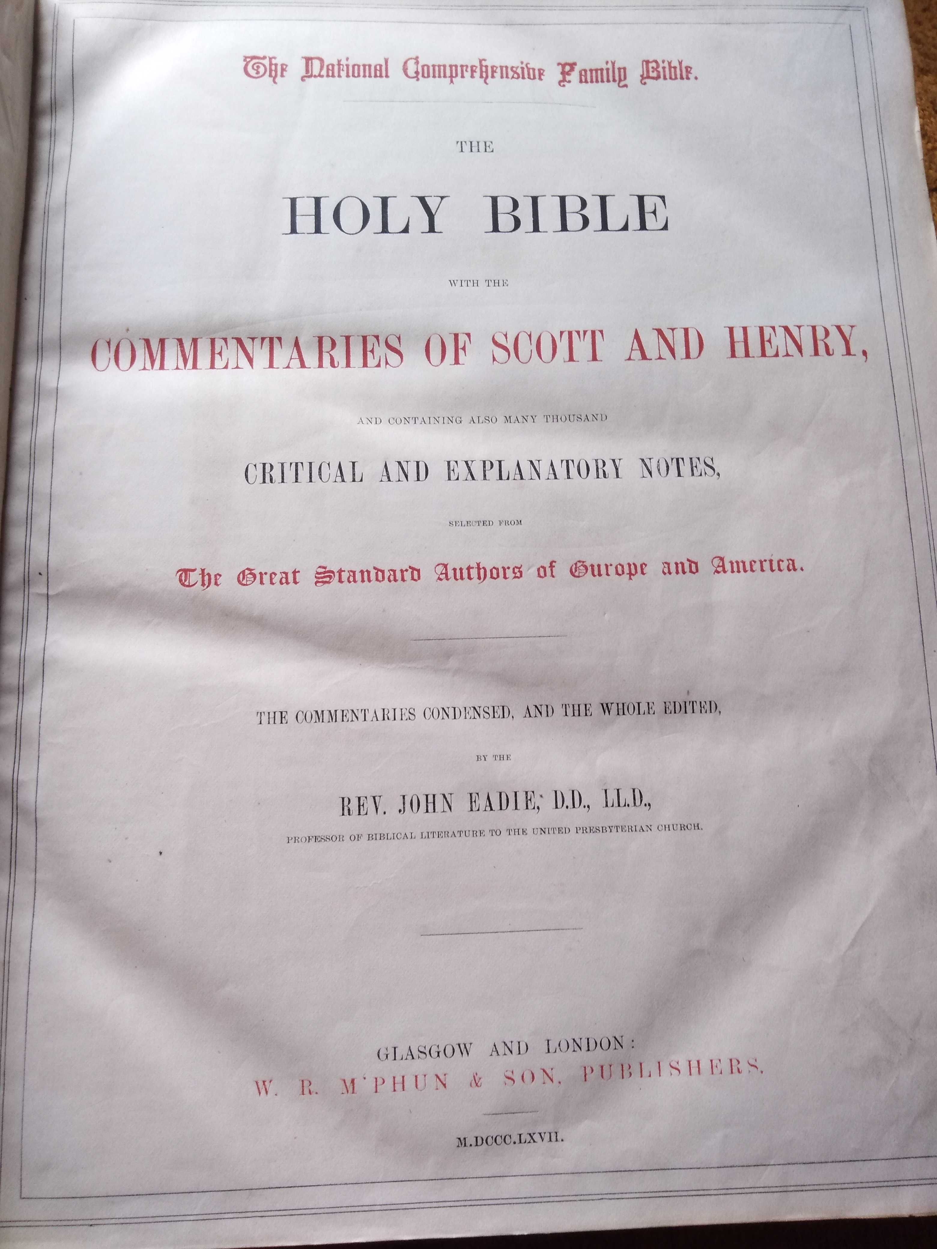 Biblia Holy z roku 1860