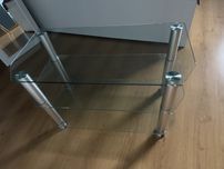 trzystopniowa ława szklana metalowa stolik kawowy