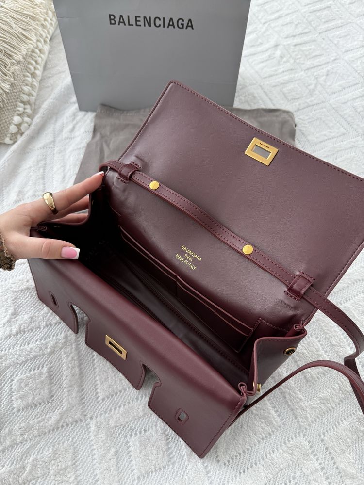 Сумка клатч Balenciaga Bel Air Clutch шкіра | біла та бордова