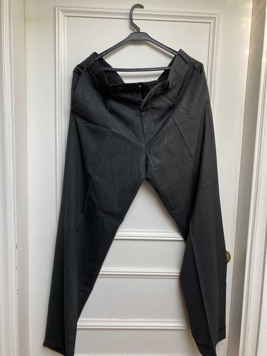 calças cinzentas pura lã