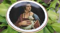 Talerz porcelanowy WAWEL z wizerunkiem Dama z gronostajem da Vinci