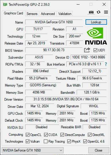 Відеокарта Asus GeForce GTX 1650 dual 4Gb (як нова)