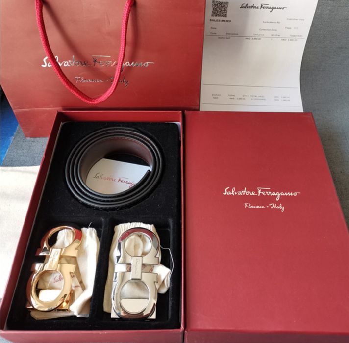 Ремень Salvatore Ferragamo. Набор 2 пряжки Gancini