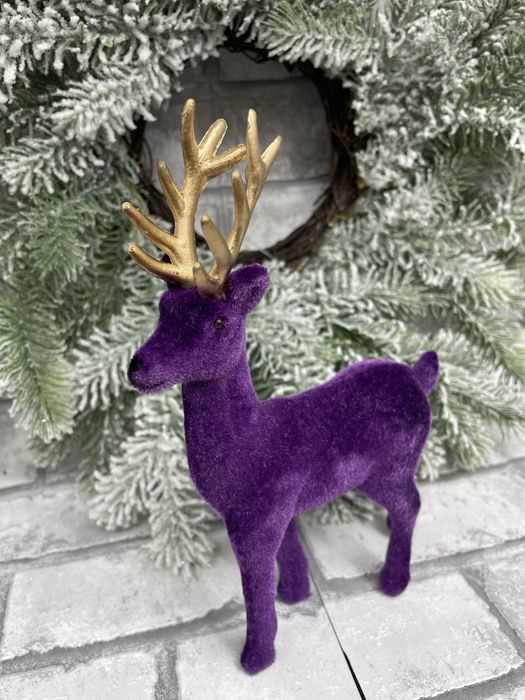 Renifer welurowy – mały, ozdoba swiąteczna do stroików