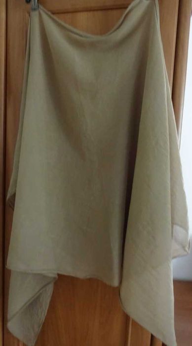 Szal Cienki, Powiewny Oliwkowy, Szeroki, Kształt Rombu, Bawełna Jedwab