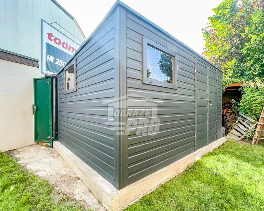 Schowek - Domek Ogrodowy 4,5x4m Brama Dwuskrzydłowa - 2x Okno GP384