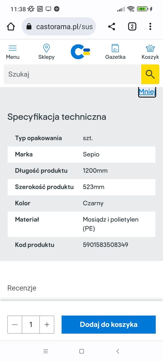 Suszarka sufitowa Sepio 6 x 6 x 120 cm czarna