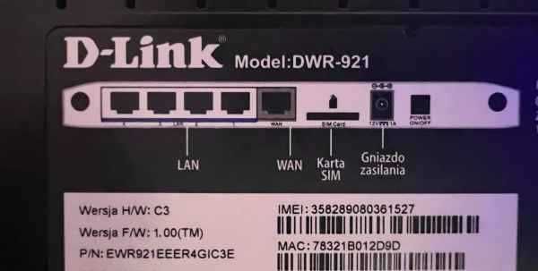 Router Wi‑Fi 4G LTE Dlink DWR‑921 na kartę sim