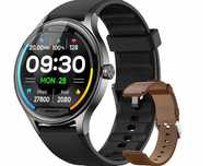 Smartwatch Fitpolo DR06 Okrągły Czarny Tętno Rozmowy Sport +opaska br.