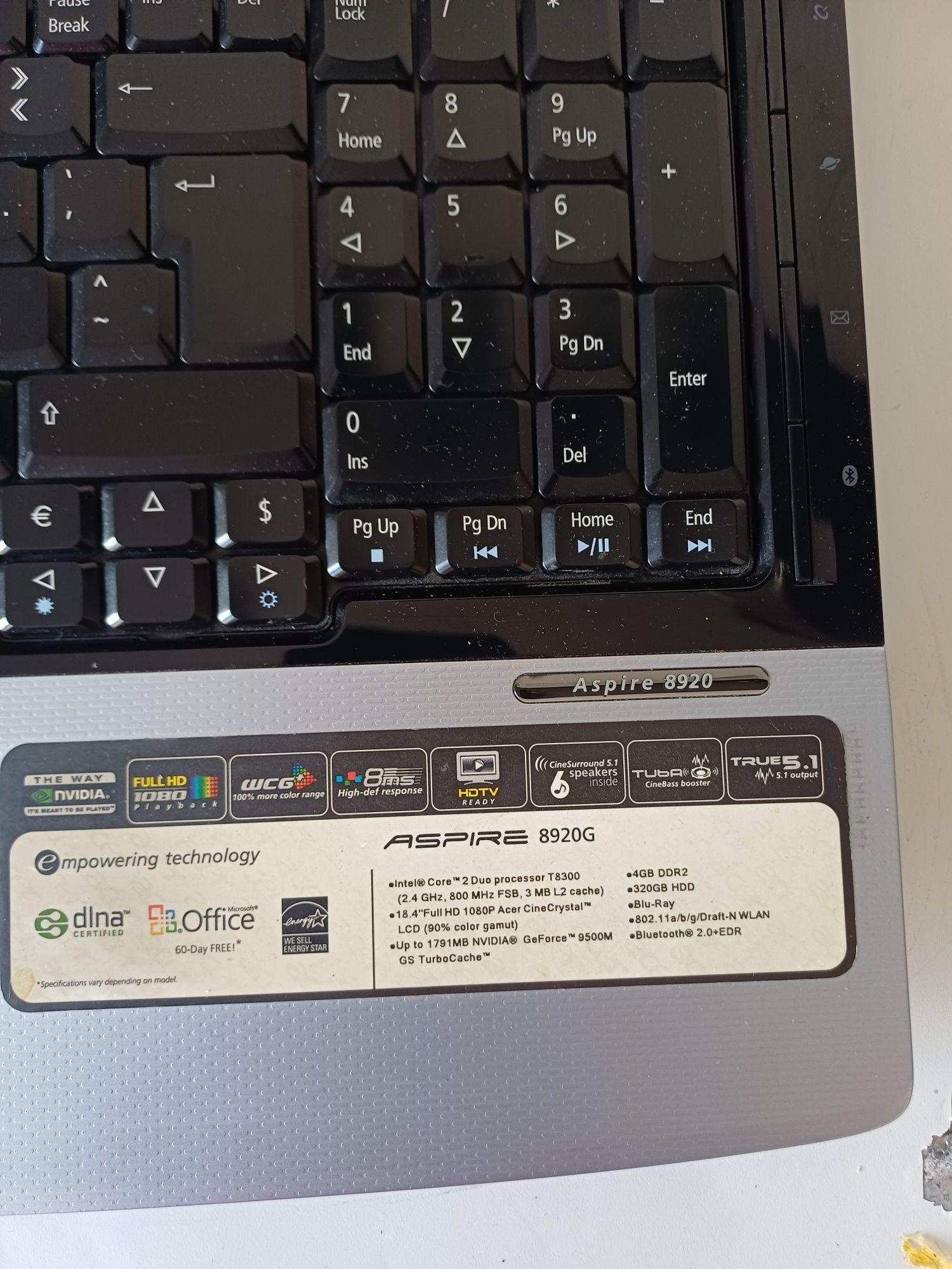 Portatil acer aspire 8920