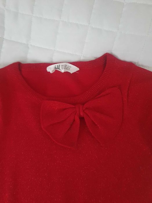 Tunika H&M  122 128 z kokardką i brkatem, CZERWONA ŚLICZNA!