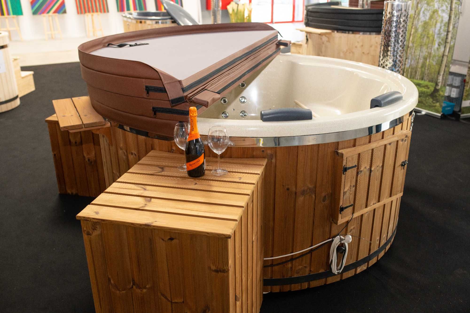 Balia ogrodowa 225cm bania Hot Tub Piec na drewno + Grzałka 3kW