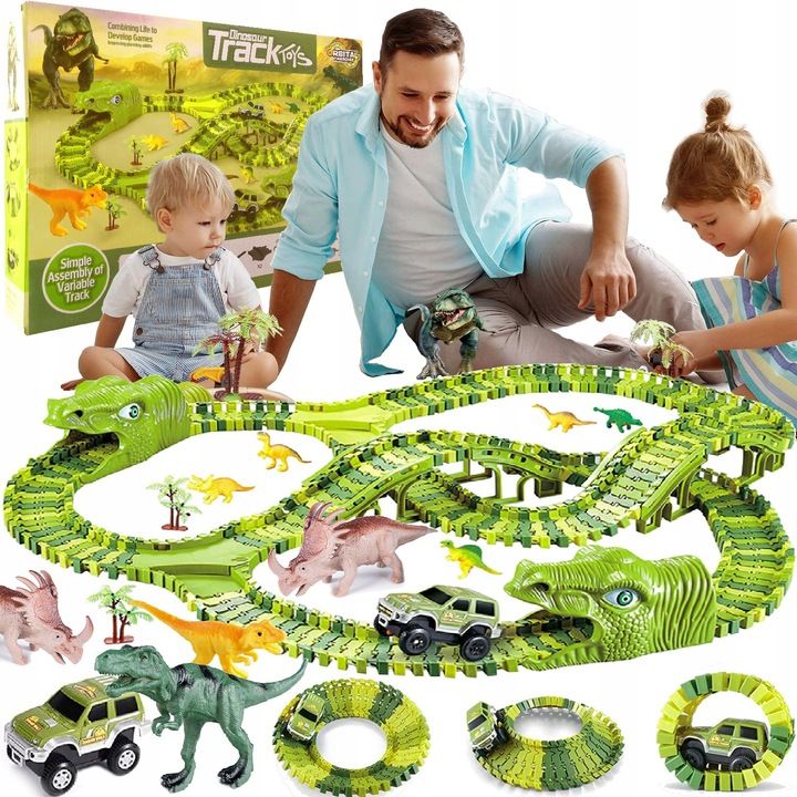 Tor Wyścigowy Dla Dzieci Największy Xxxl 269 + Dinozaury Auto Akcesori