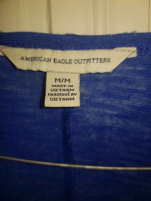 Cienki sweter kardigan niebieski/ wdzianko z dzianiny, rozm. M