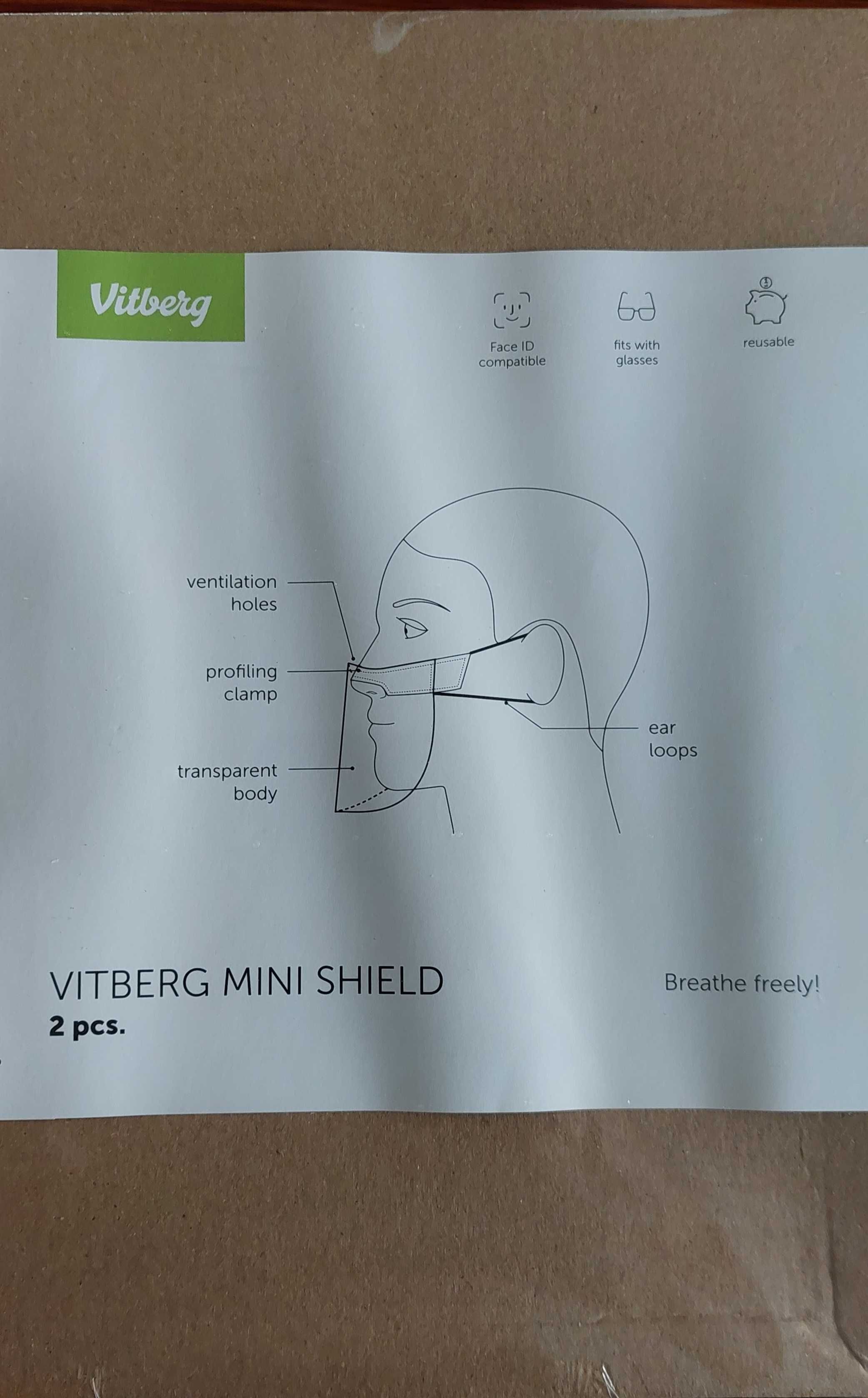Vitberg Mini Shield, przysłona na usta i nos, rozmiar S, 2 szt.