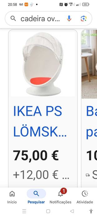 Cadeira ovo criança