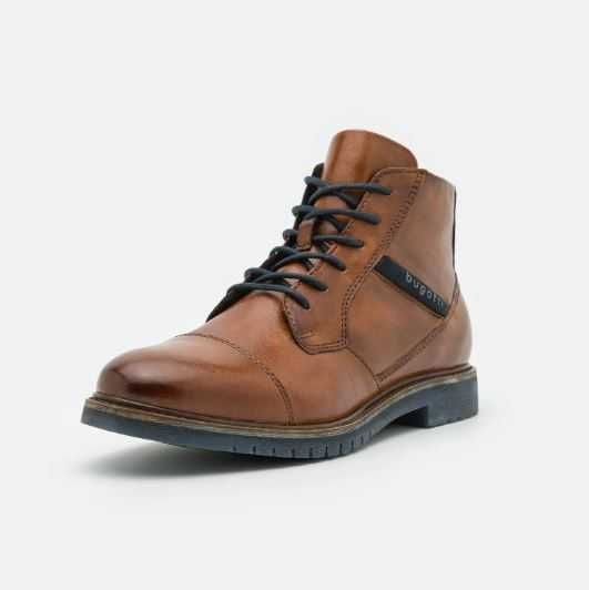 Buty męskie - Botki sznurowane - bugatti, brązowe