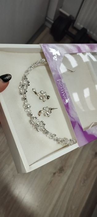 ozdoby ślubne diadem, kolczyki