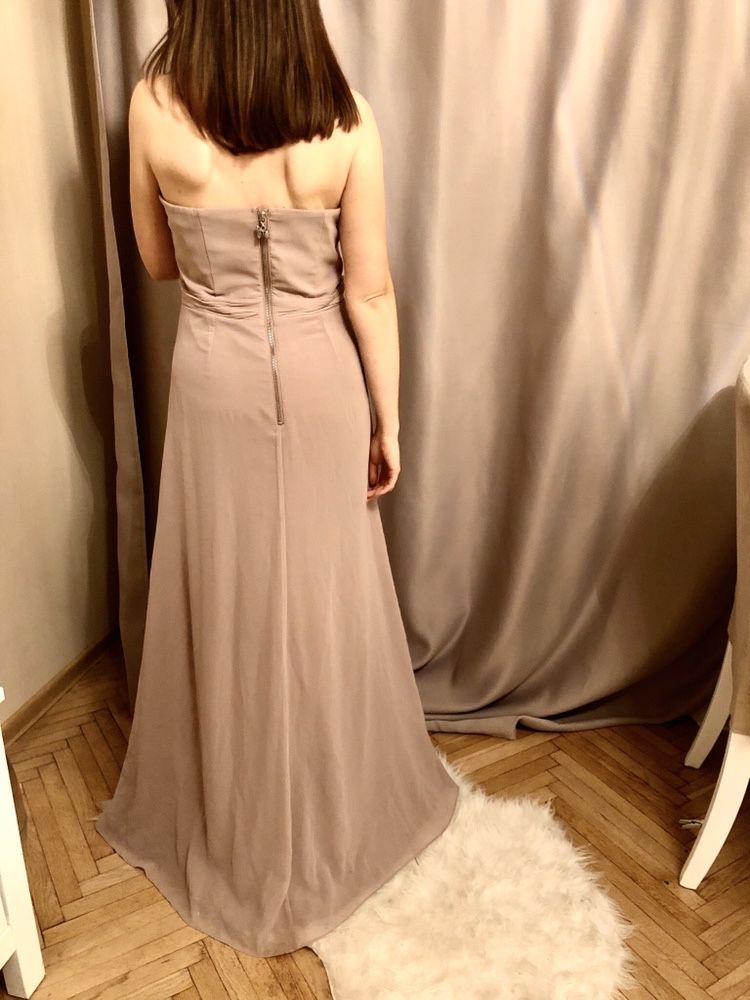Lipsy suknia sukienka 40 L maxi dla świadkowej pudrowy róż na wesele m