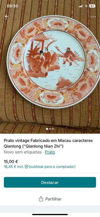 Prato vintage nunca usado