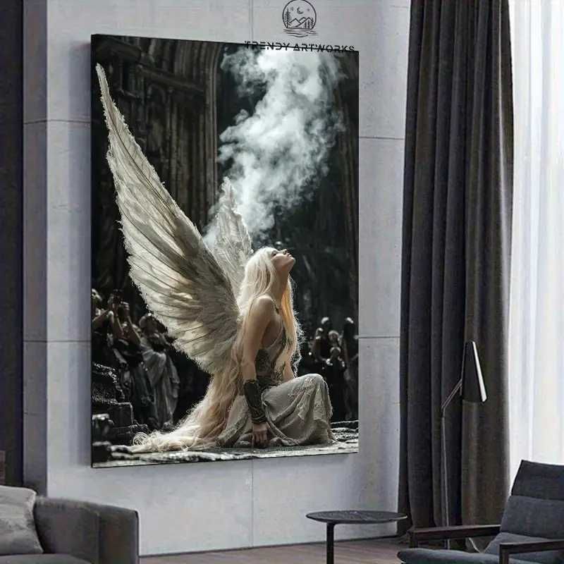 Duża Obraz na Płótnie bez Ramy, Blond Anioł Klęczący