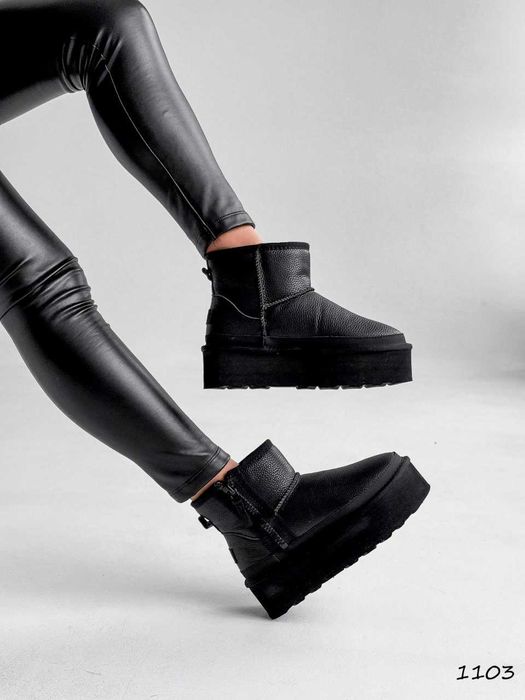 Угги зимові жіночі чорні на змійці, шкіряні (36–41) — угі, угги, UGG