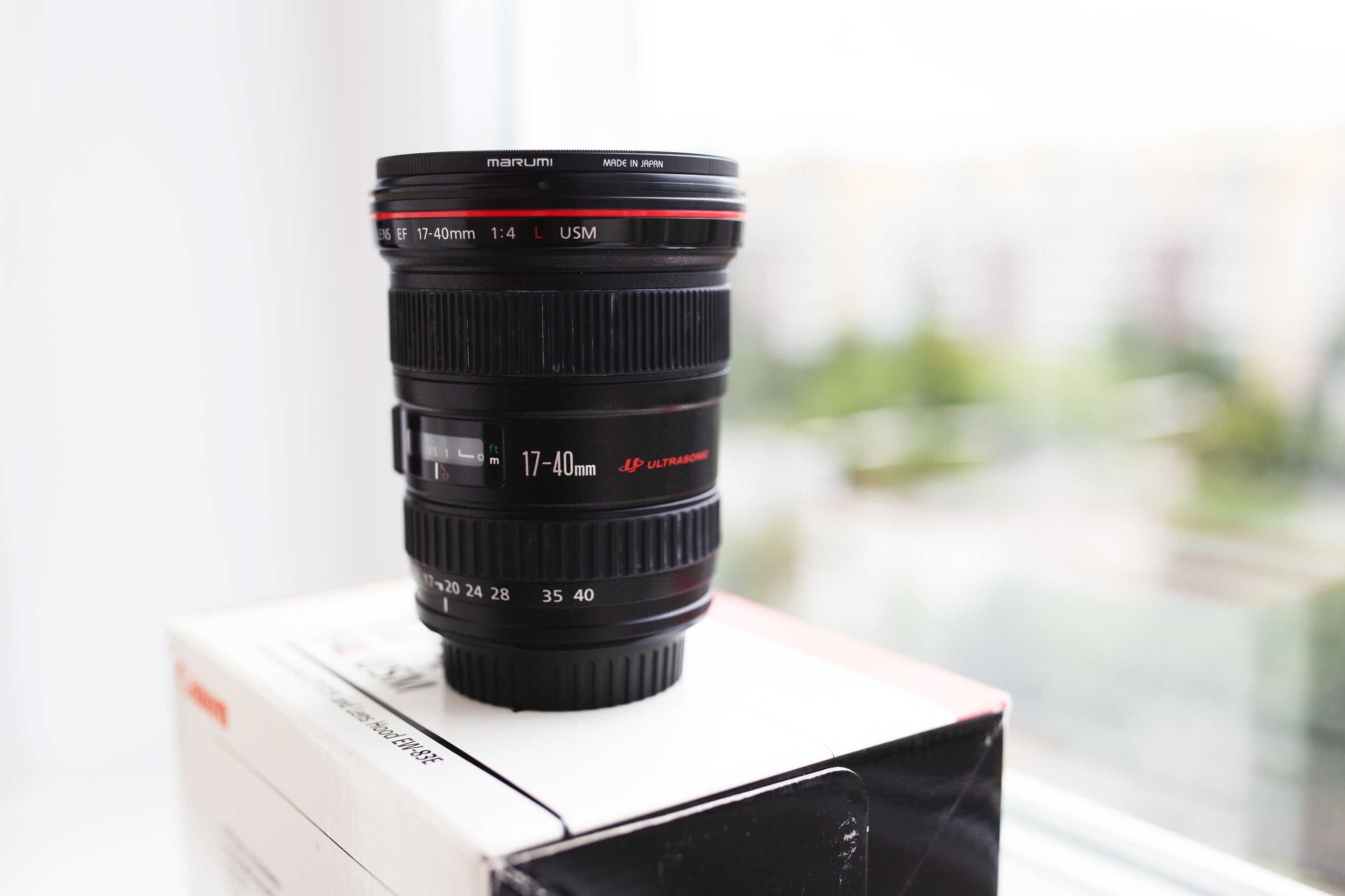 Canon EF 17-40mm f/4L USM полный комплект + светофильтр