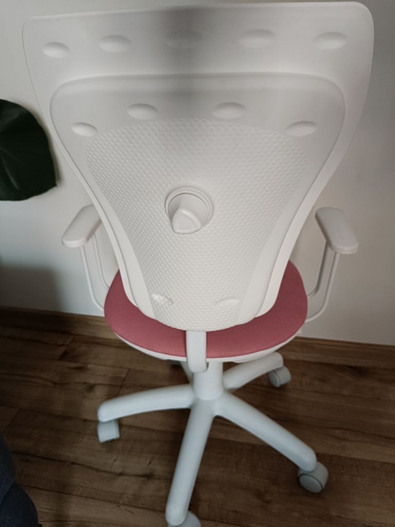 Krzesło do biurka MINISTYLE białe różowe - kotek w kocu