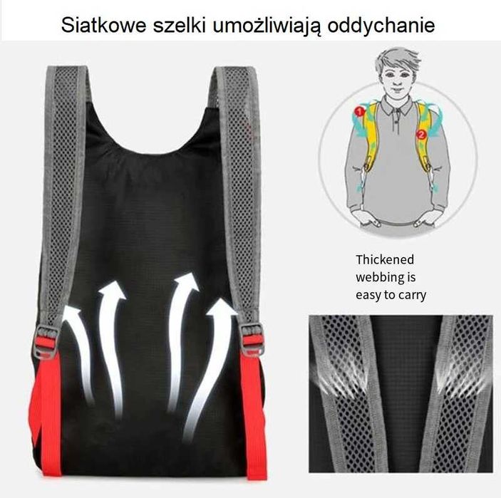 Plecak Trekkingowy 20L Składany Wodoodporny