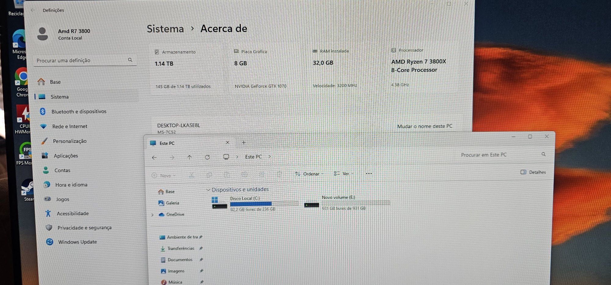 PC Gaming Amd r7/32gb ram/ Asus Nvidia 8Gb. como nova