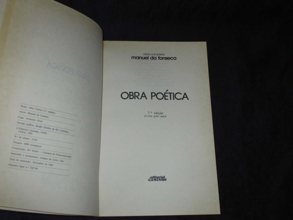 Livro Obra Poética Manuel da Fonseca Autografado