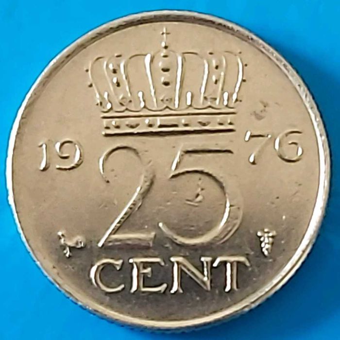 25 Cêntimos de 1976 Rainha Juliana dos Países Baixos
