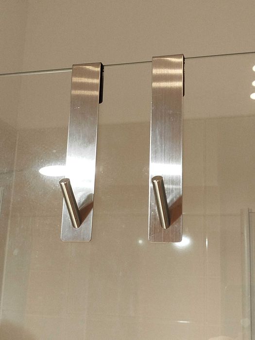 2 Hakі do kabiny prysznicowej ze stali nierdzewnej, 18 cm, srebrny