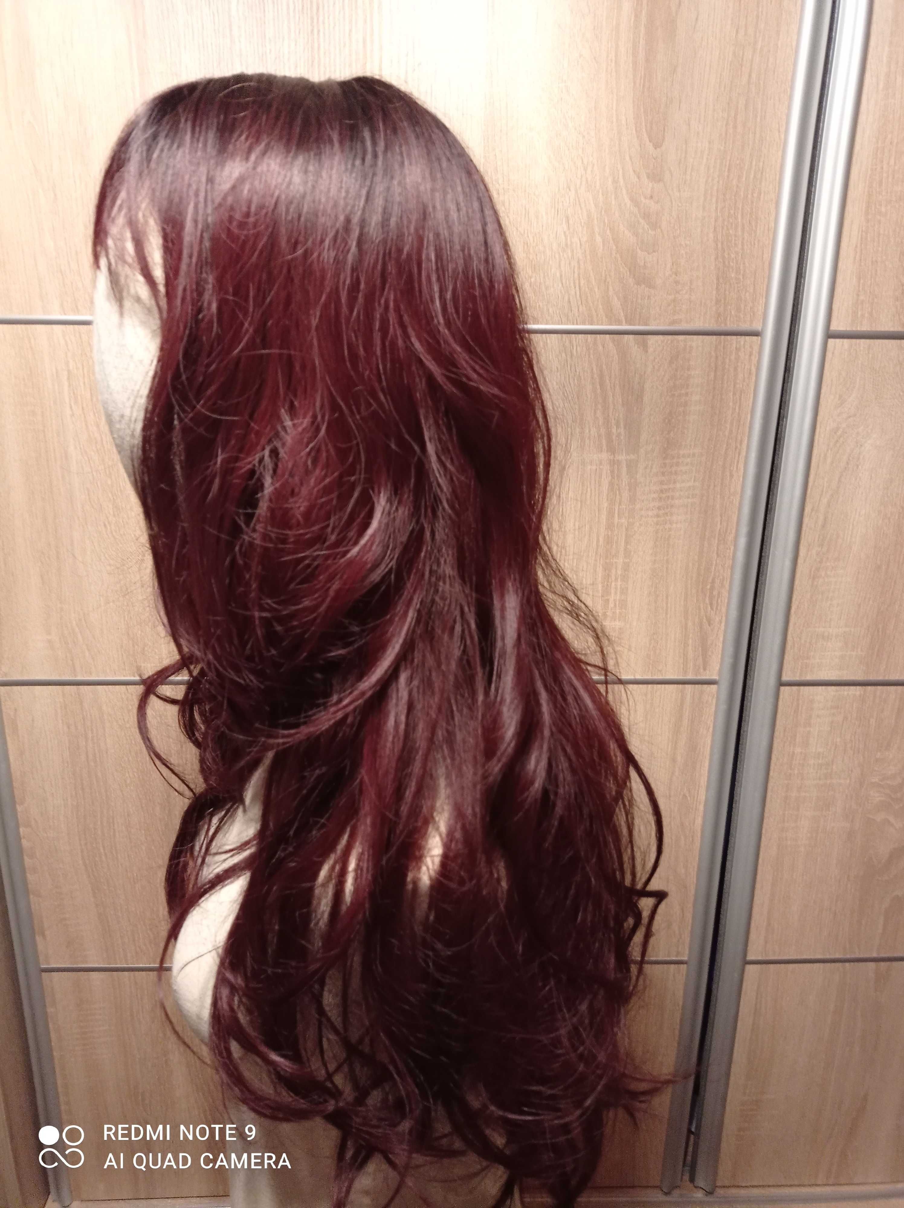 Nowa peruka burgundowy brąz ombre pięknie wycieniowane włosy