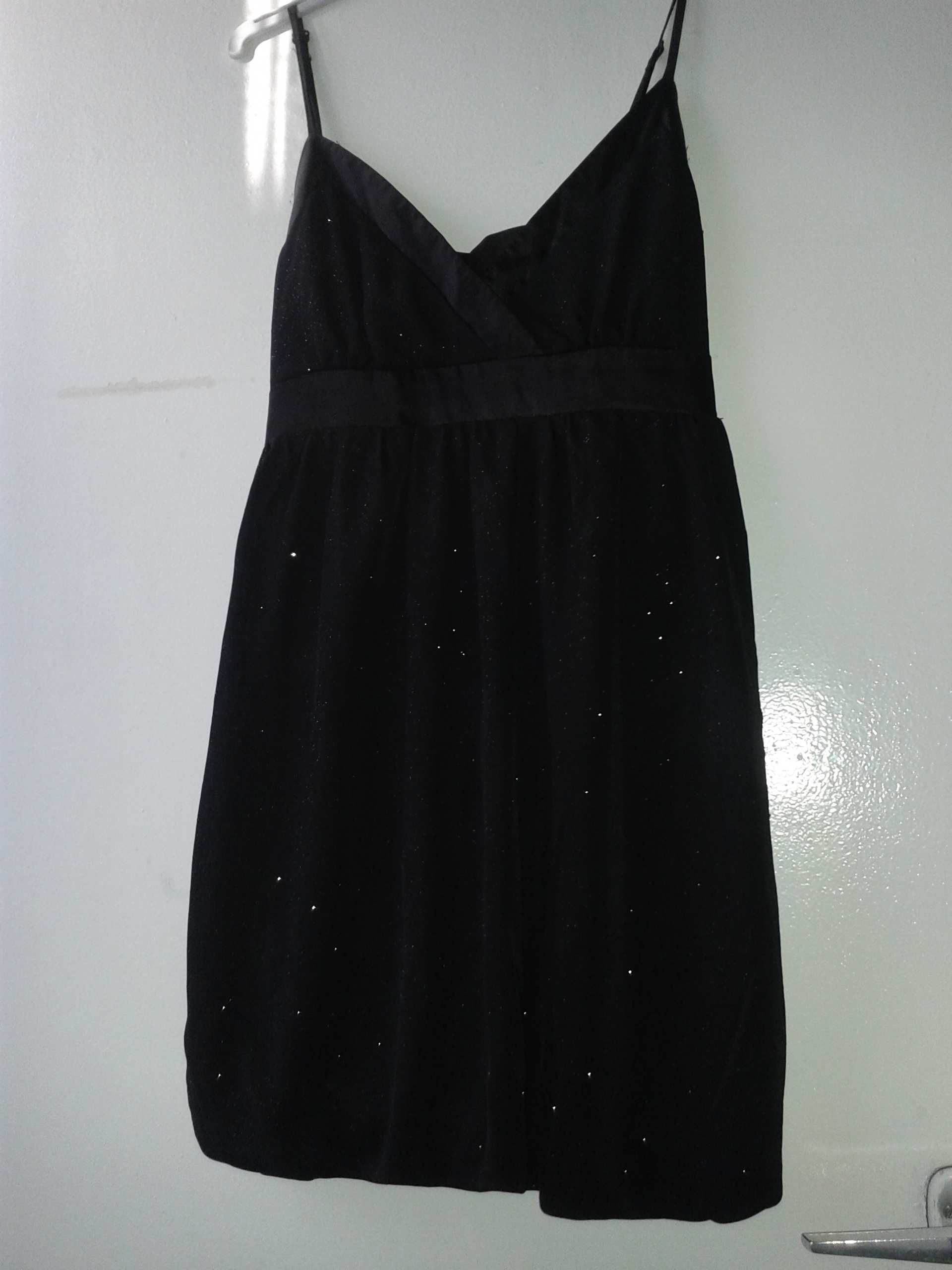 Sukienka brokatowa - czarna ze srebrnymi drobinkami i rosą STUDNIÓWKA