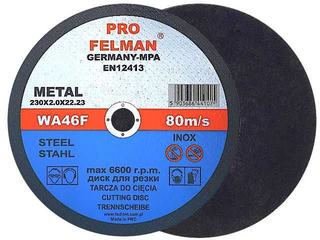 Tarcza tarcze do cięcia 230x2,0 metalu stali FELMAN PRO ! 230 x 2,0