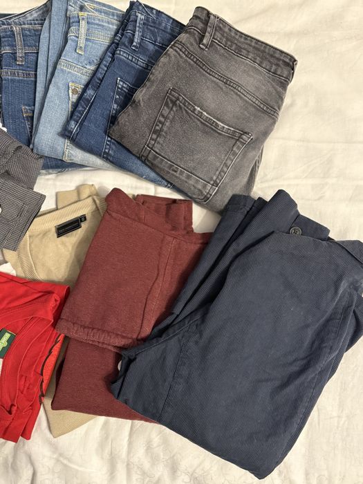 duży zestaw ubrań męskich 16 sztuk S M spodnie bluzy