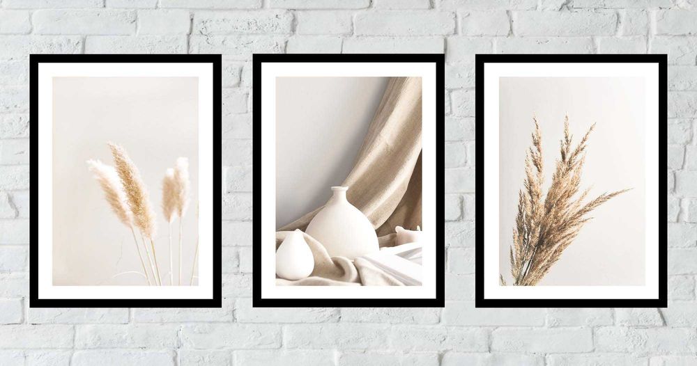 50x40 obrazy w ramie plakaty ramka PAMPAS WAZON TRAWA NATURA BOHO