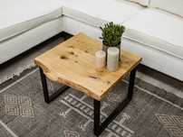 Stolik kawowy loft RAW blat dębowy 60 cm z nogami stalowymi