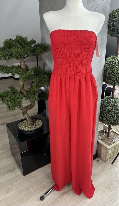 Kombinezon czarwony szeroka nogawka