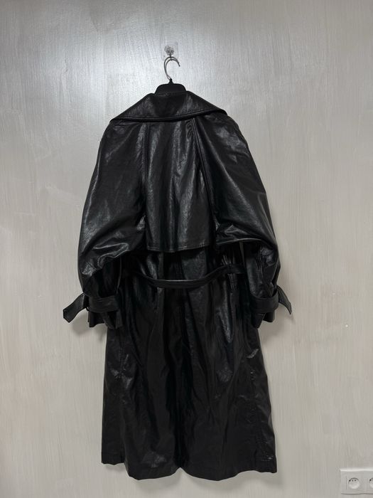 Стильний шкіряний тренч Zara кожанный плащ