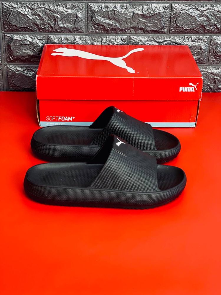 Мужские шлепанцы puma черные пляжные шлепки puma