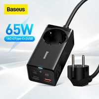 Зарядное устройство Baseus Gan 3 Pro Powerstrip с розеткой + 4 USB 65w