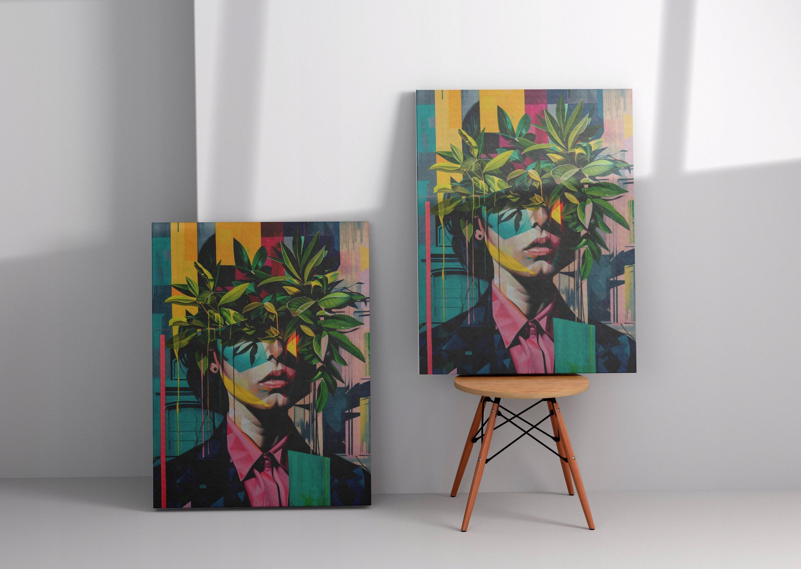 Obraz na płótnie "Kobieta roślin w abstrakcji" 60x80 cm