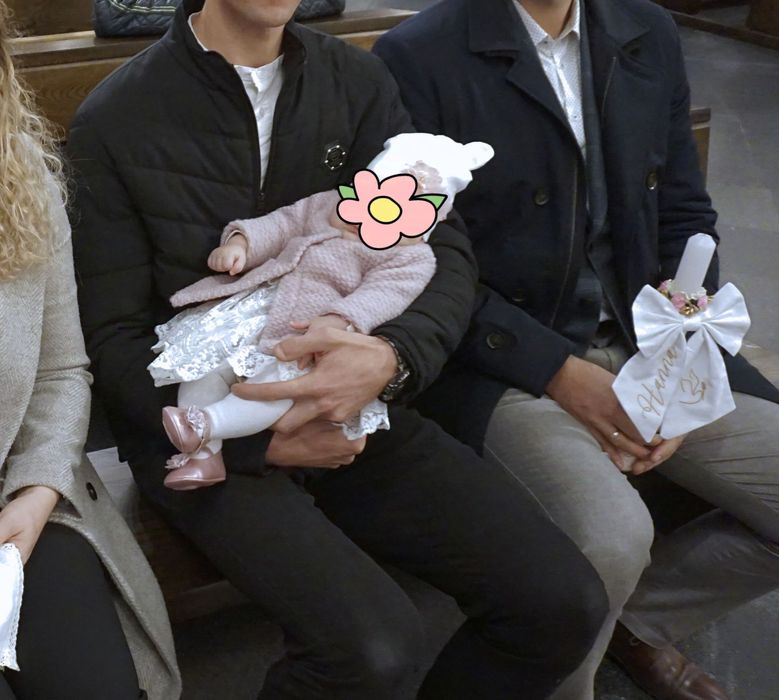 Zestaw na chrzest, komplet do chrztu dla dziewczynki, wełniany płaszcz