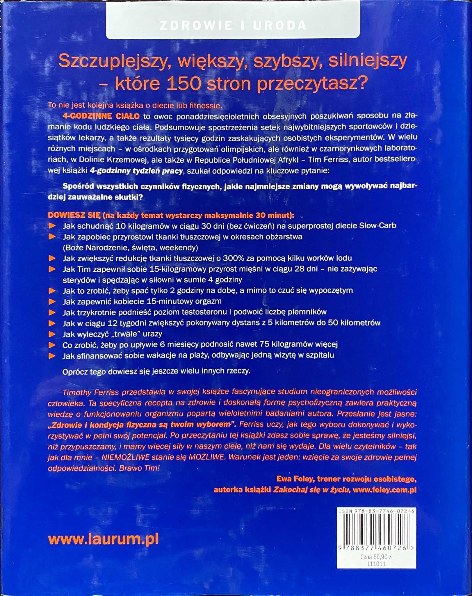 Książka 4-godzinne CIAŁO Niezwykły Poradnik TIMOTHY FERRISS