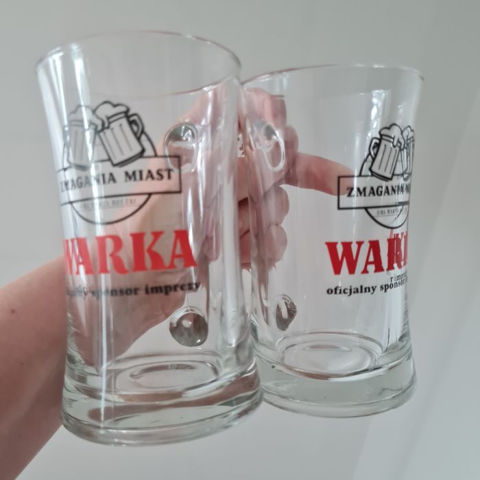 Kufel pokal do piwa komplet 2 sztuki Warka 250 ml