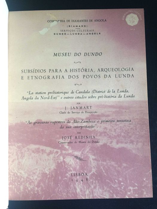 LIVRO REDINHA, José. «As gravuras rupestres do Alto Zambeze...