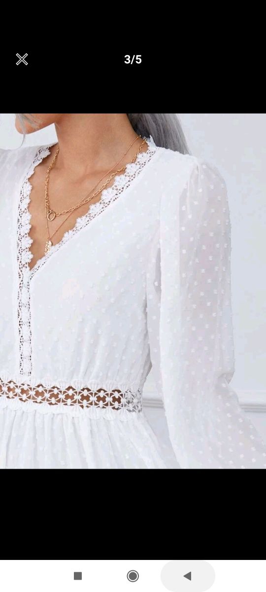 Sukienka biała tiulowa z koronką okolicznościowa elegancka zwiewna new