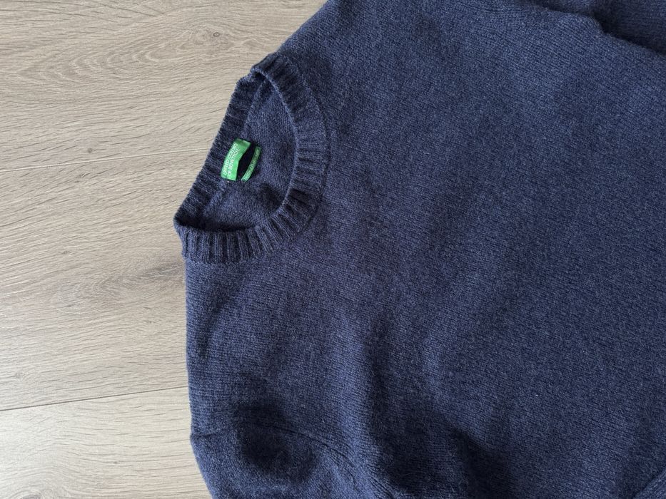 Синій шерстяний светр benetton S чоловічий